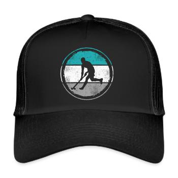 Joueur de hockey Retro Hockey sur gazon - Casquette trucker  - noir/noir - Devant