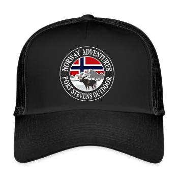 Norwegen - Elch - Norwegische Flagge - Trucker Cap - Schwarz/Schwarz - Vorne
