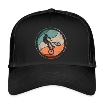 BMX Bike Stunts Retro BMX Cyclist - Trucker Cap - black/black - Front
