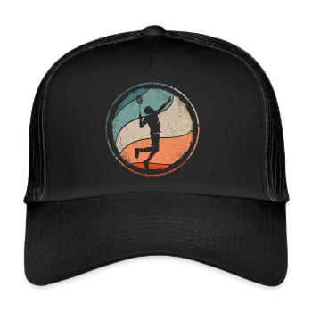 Badminton player Retro badminton player Badminton - Trucker Cap - black/black - Front
