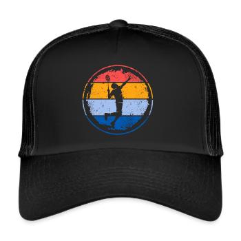Badminton player Badminton player retro badminton - Trucker Cap - black/black - Front
