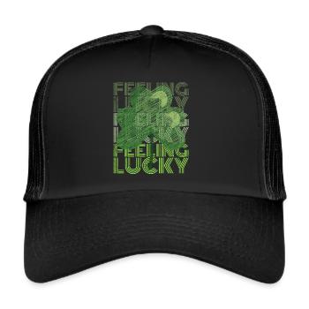 Feeling Lucky St. Patricks Day Kleeblatt - Trucker Cap - Schwarz/Schwarz - Vorne
