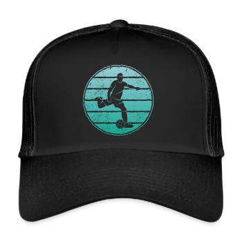 Fußball Fußballspieler Vintage Fußballer - Trucker Cap - Schwarz/Schwarz - Vorne