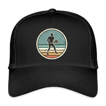 Tennisspieler Tennistrainer retro Tennis - Trucker Cap - Schwarz/Schwarz - Vorne