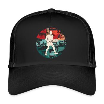 tennis player tennis club retro tennis player - Trucker Cap - black/black - Front