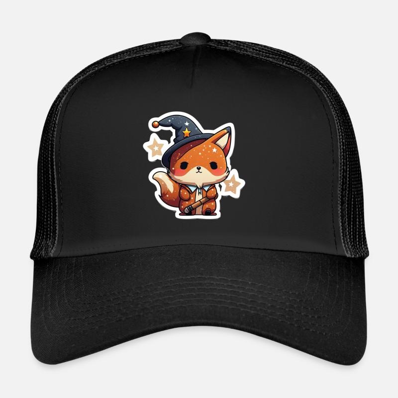 Red Little Fox Cartoon Chibi Style Trucker Cap
