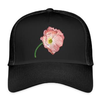 fleur de coquelicot rose - Casquette trucker  - noir/noir - Devant