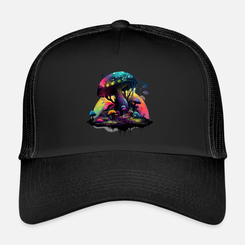 Trippy Magic Mushroom Artwork with Watercolors Trucker Cap