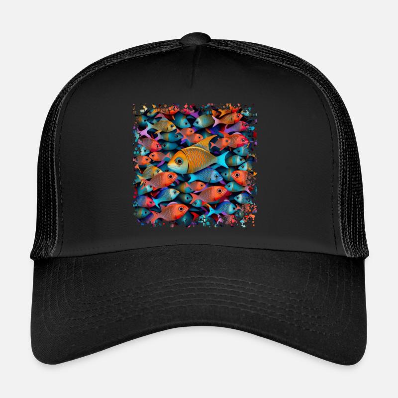 Les poissons nagent dans de grands bancs dans la mer Casquette trucker 