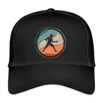 Fechten Fecht Sport Degen Vintage Fechter - Trucker Cap - Schwarz/Schwarz - Vorne