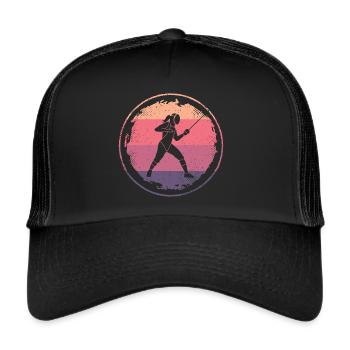 Fechten Fecht Sport Degen Frauen Fechter - Trucker Cap - Schwarz/Schwarz - Vorne