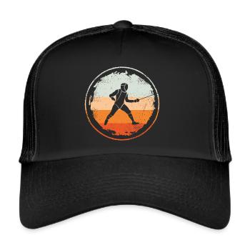Fechten Retro Fecht Sport Degen Fechter - Trucker Cap - Schwarz/Schwarz - Vorne