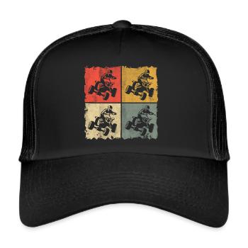 Quad Bike Offroad Retro Quadfahrer ATV - Casquette trucker  - noir/noir - Devant