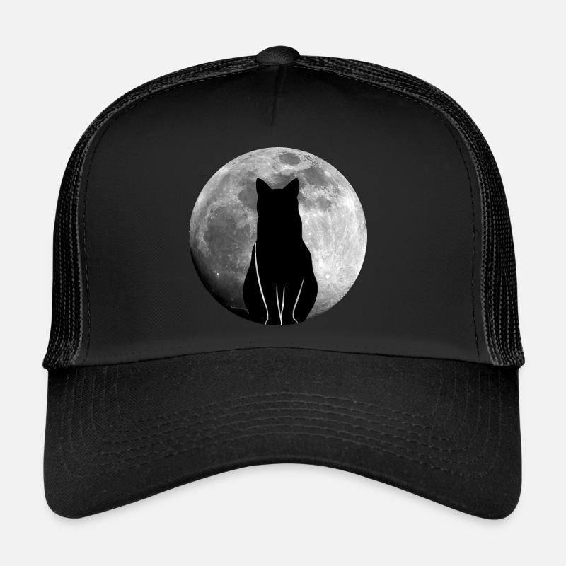 Chat dans la pleine lune Chats Casquette trucker 