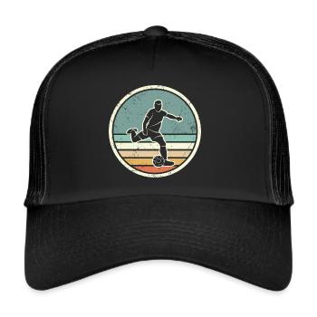 Fußballer Fußballtrainer Vintage Fußballspieler - Trucker Cap - Schwarz/Schwarz - Vorne