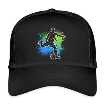 Fußballer Jungen Fußball Spieler Fußballspieler - Trucker Cap - Schwarz/Schwarz - Vorne