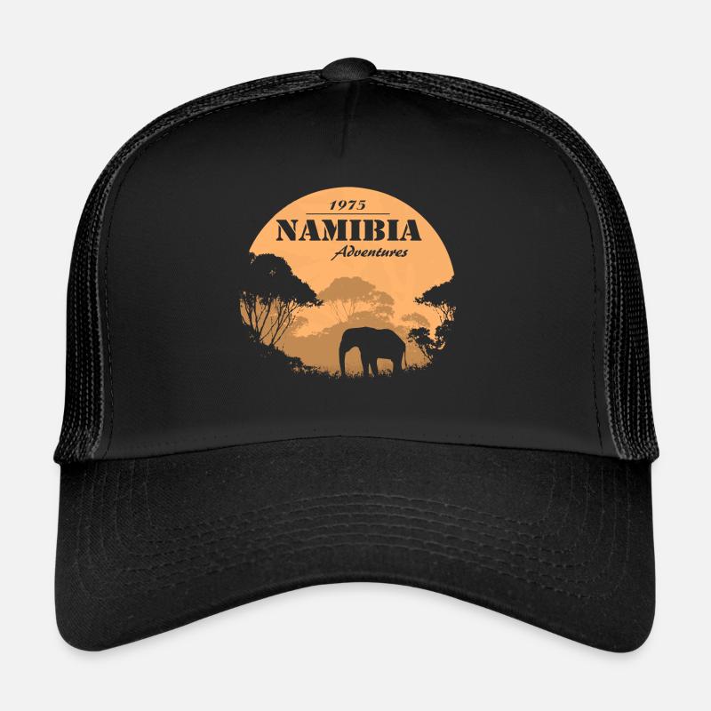 Namibia - Elefant - Trucker Cap - Schwarz/Schwarz
