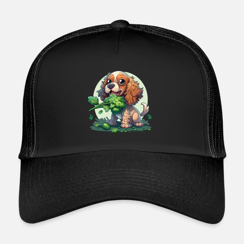 Süßer Hund isst Broccoli Gemüse Trucker Cap