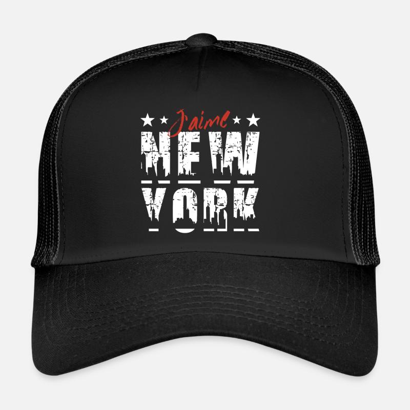 J'AIME NEW-YORK (NYC - texte blanc - HF) Casquette trucker 