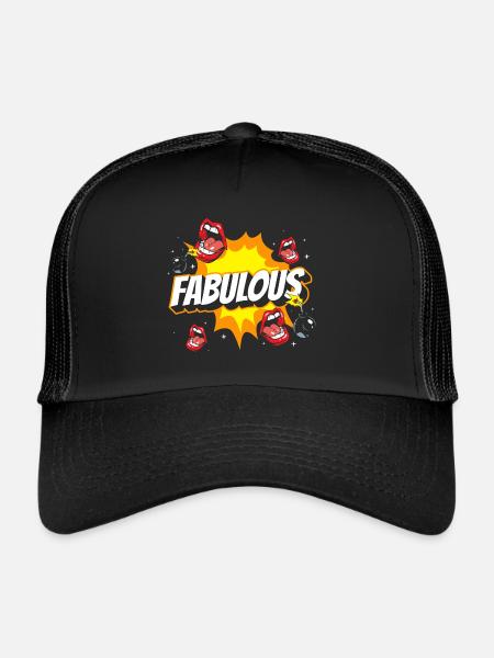 Style bande dessinée style bulle de discours Pow! - Casquette trucker  - noir/noir - Devant