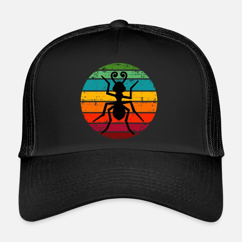 Fourmi Insectes Fourmis Rétro Coucher de Soleil - Casquette trucker  - noir/noir