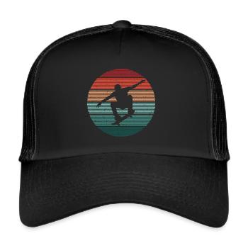 Skateboarder Vintage Skater Skating Skateboard - Trucker Cap - black/black - Front