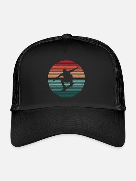 Skateboarder Vintage Skater Skating Skateboard - Casquette trucker  - noir/noir - Devant