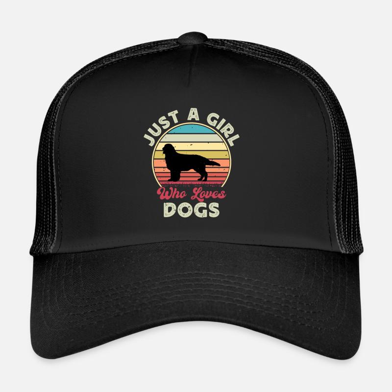 Flat Coated Retriever Hund Silhouette Retro Sunset Trucker Cap