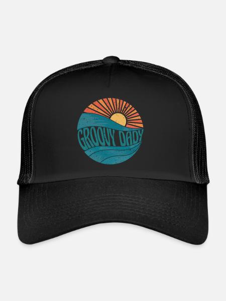 Vintage Retro Groovy Dady - Trucker Cap - black/black - Front