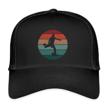 Fußballer Vintage Fußballtrainer Fußballspieler - Trucker Cap - Schwarz/Schwarz - Vorne