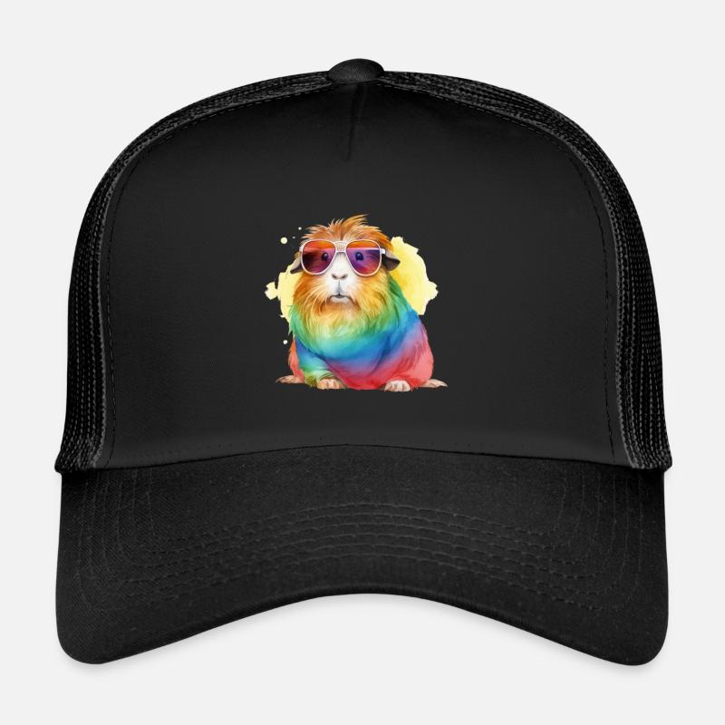 Cochon d’Inde coloré et frais avec des lunettes de soleil Casquette trucker 