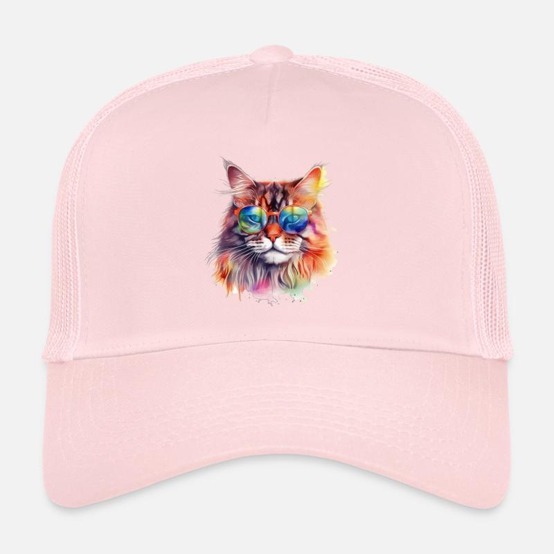 Chat Maine Coon coloré cool avec des lunettes de soleil Casquette trucker 