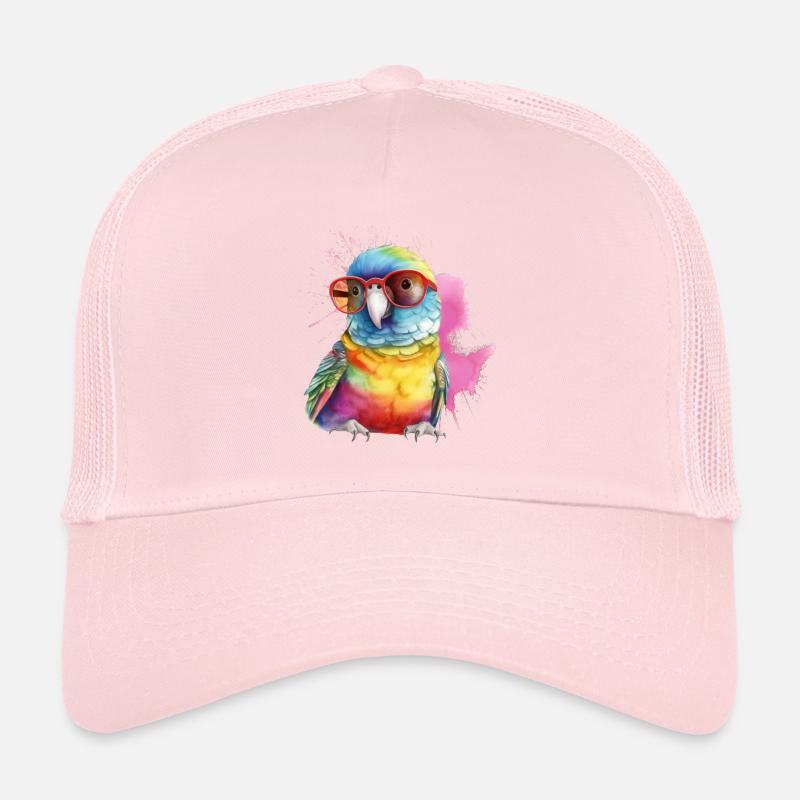 Bunter cooler Papagei mit Brille Trucker Cap