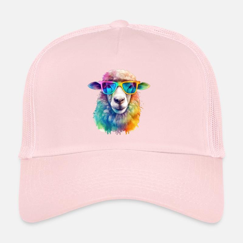 Mouton coloré et cool avec des lunettes de soleil Casquette trucker 