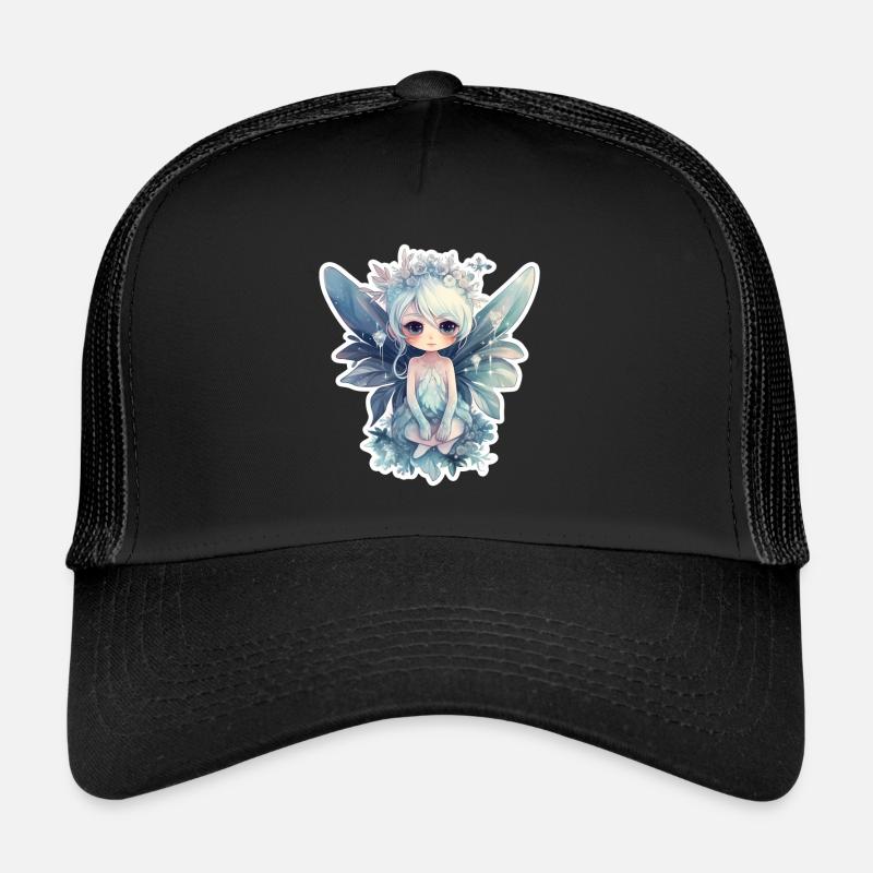 Kleine Eisfee mit Blumenbkrone - Trucker Cap - Schwarz/Schwarz