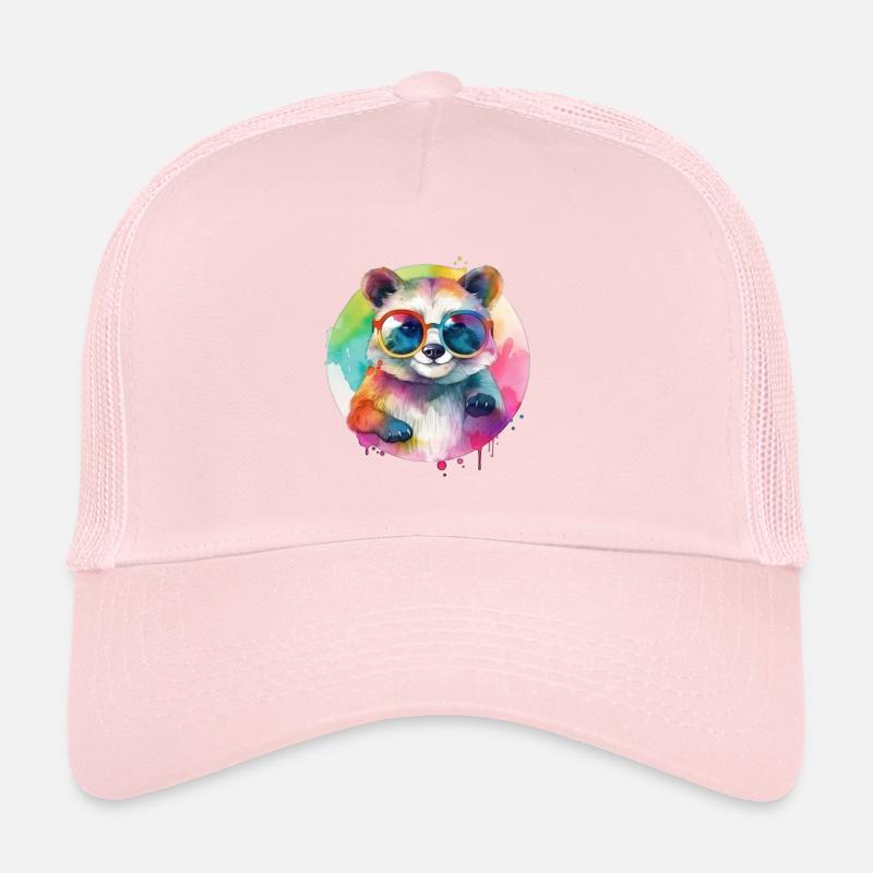 Bunter cooler Waschbär mit Sonnenbrille Trucker Cap