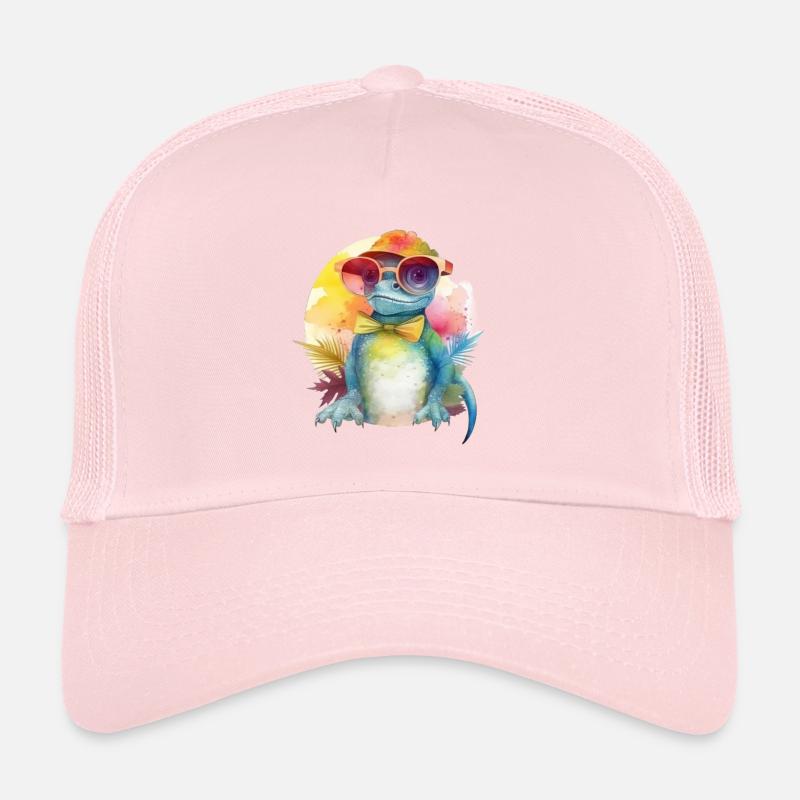 Bunte coole Echse Drache mit Sonnenbrille Trucker Cap