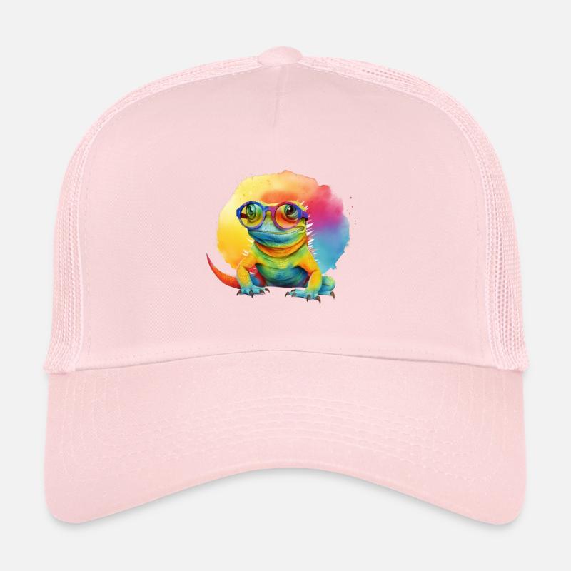 Bunte coole Echse Eidechse Gecko mit Sonnenbrille Trucker Cap
