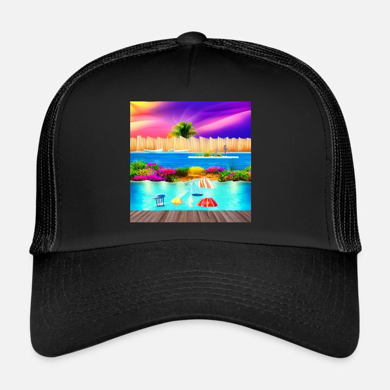 sunny vacation at sea side Trucker Cap