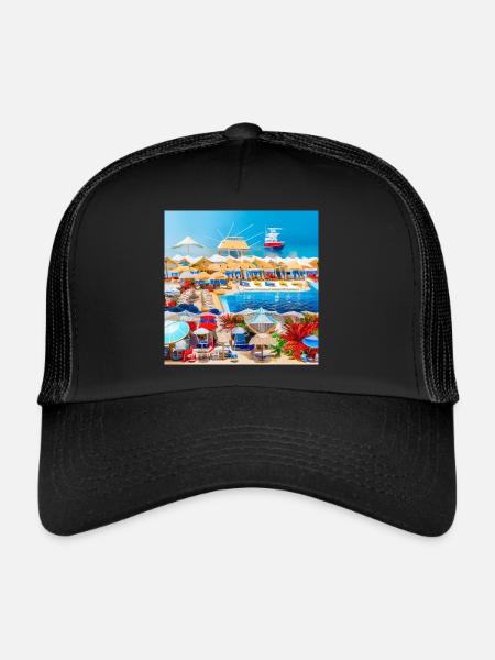 Passer des vacances ensoleillées au bord de la mer - Casquette trucker  - noir/noir - Devant