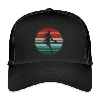 Basketball Player Vintage Girl Women Basketball - Trucker Cap - black/black - Front