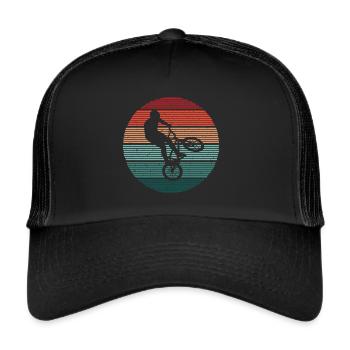 BMX Bike Cyclist Vintage Stunt BMX - Trucker Cap - black/black - Front