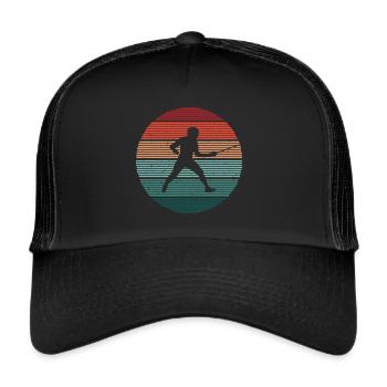 Fechtsport Fechtkampf Fechten Retro Fechter - Trucker Cap - Schwarz/Schwarz - Vorne
