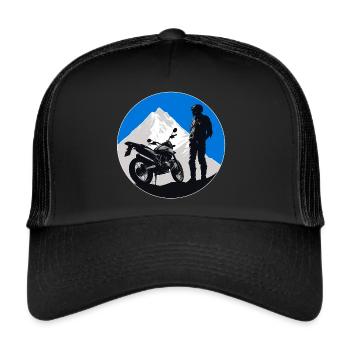 Motorcycle Silhouette Motorcyclist Motorcycle Biker - Trucker Cap - black/black - Front