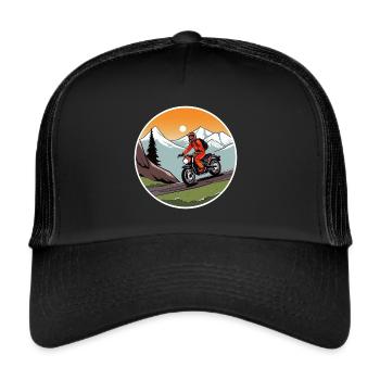 Motorcycle Adventure Motorcyclist Motorcycle Biker - Trucker Cap - black/black - Front