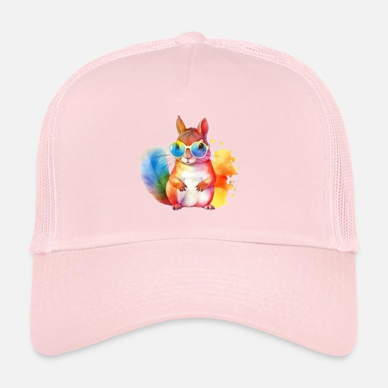 Colorful cool squirrel with sunglasses Trucker Cap