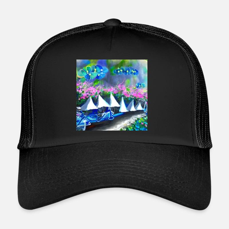 bicycle in spring mountains - Trucker Cap - black/black