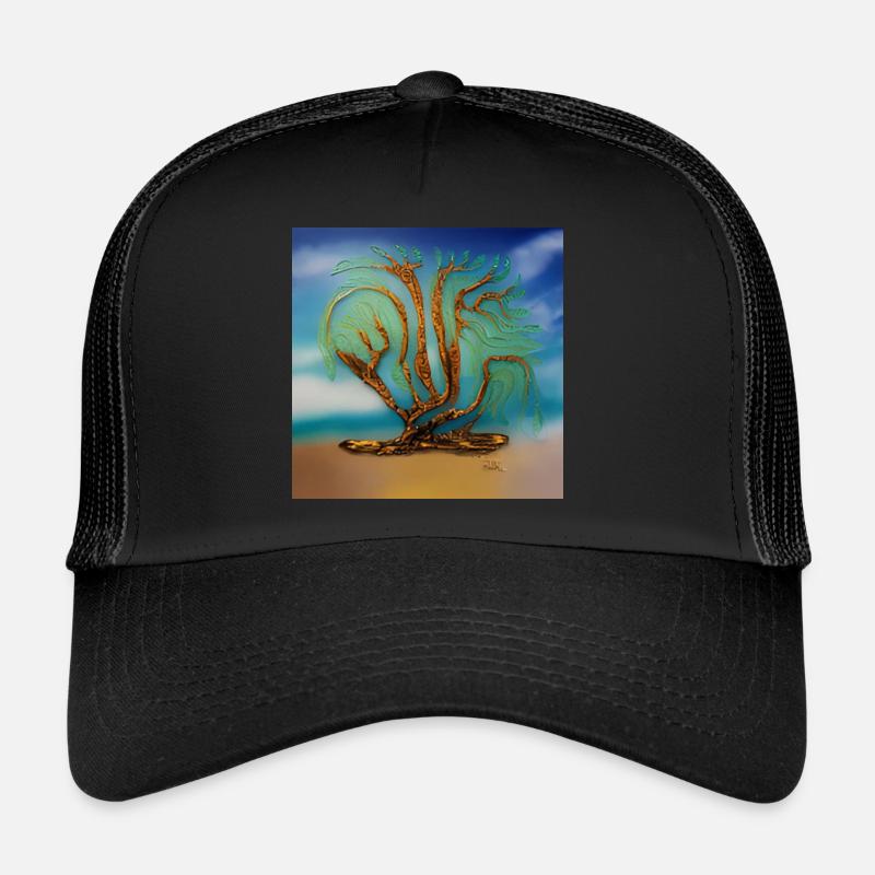 Alter Baum im Sommer - Trucker Cap - Schwarz/Schwarz