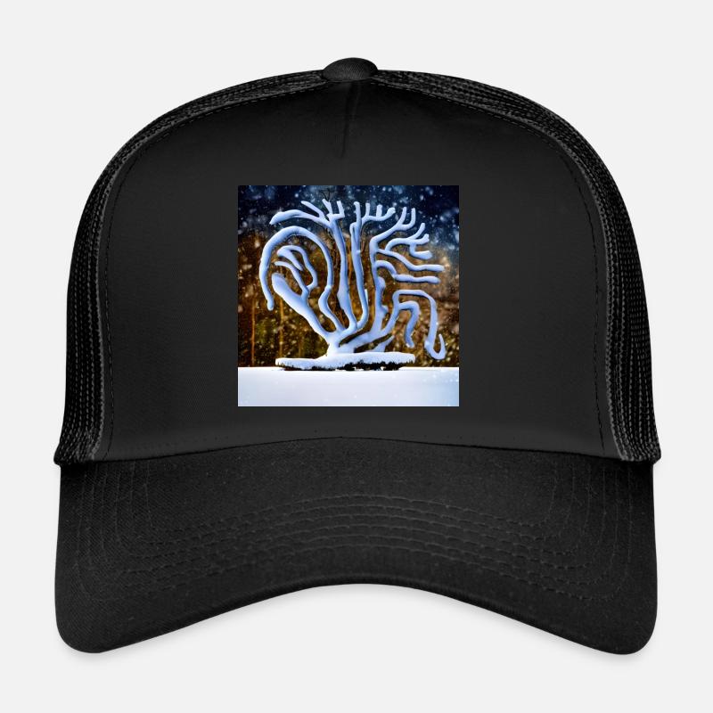 vieil arbre en hiver - Casquette trucker - noir/noir