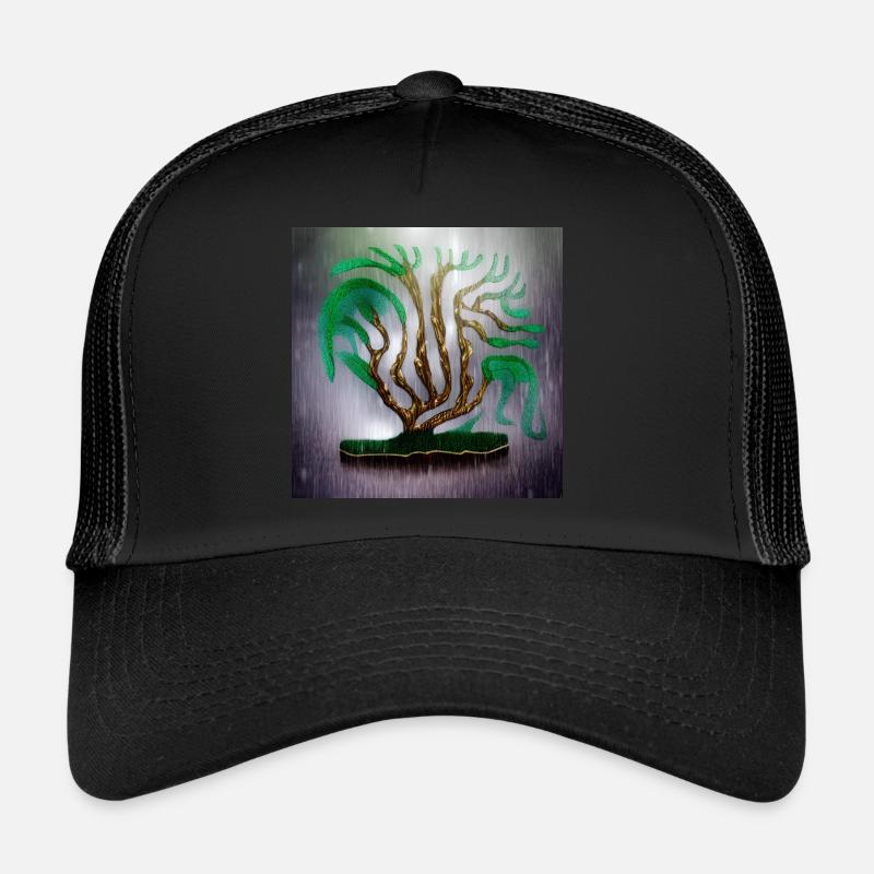 Alter Baum an regnerischen Sommertagen - Trucker Cap - Schwarz/Schwarz